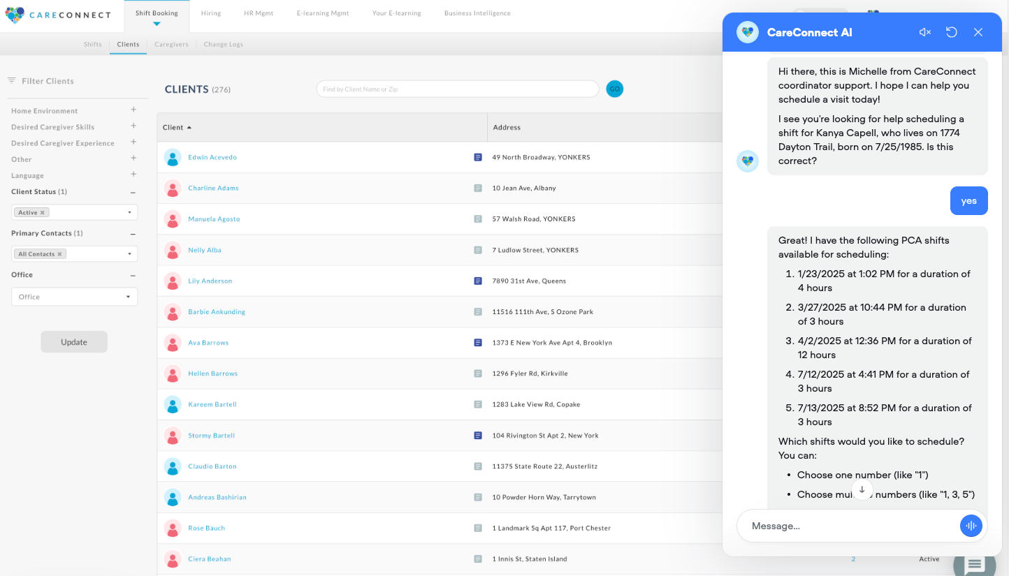 AI matching engine dashboard